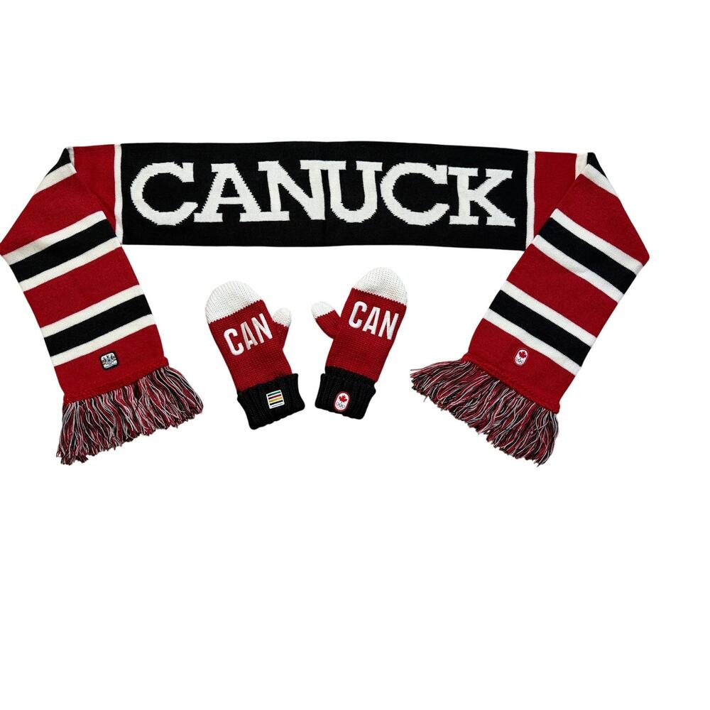 Hudson's Bay Co CANUCK Olympic Scarf & Fleece Lined Mitten Set